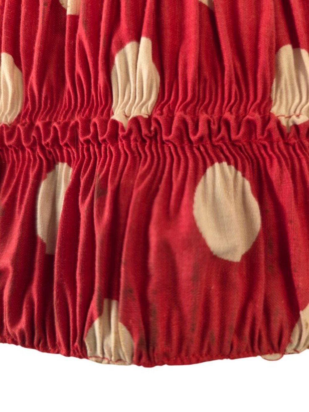 Vintage Red Polka Dot Prairie Skirt Sz XXS 22” Waist Boho Cottagecore Midi Skirt - Picture 9 of 12
